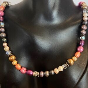 Sterling silver dyed freshwater pearl necklace